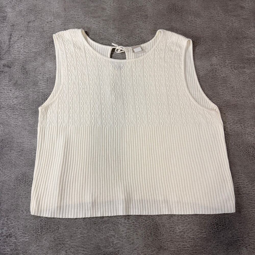 White Knit Ribbed Vintage Tank Top